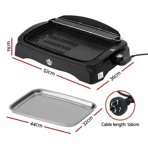 GRILLZ Electric Smokeless BBQ Grill 52cm x 36cm, 1950W, Non-stick, Indoor/Outdoor - SuperSaverAU - view 2