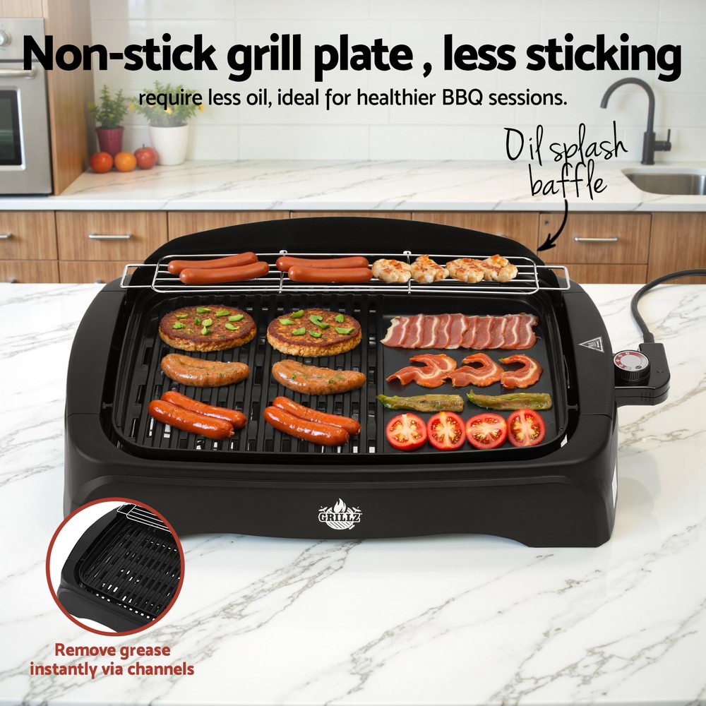 GRILLZ Electric Smokeless BBQ Grill 52cm x 36cm, 1950W, Non-stick, Indoor/Outdoor - SuperSaverAU - view 4
