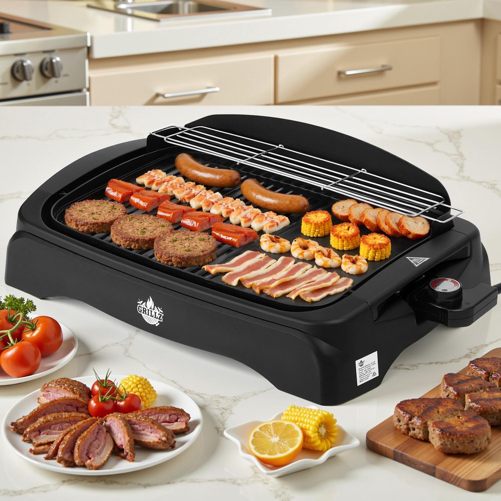 GRILLZ Electric Smokeless BBQ Grill 52cm x 36cm, 1950W, Non-stick, Indoor/Outdoor - SuperSaverAU - view 7