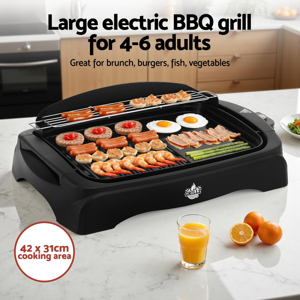 GRILLZ Electric Smokeless BBQ Grill 52cm x 36cm, 1950W, Non-stick, Indoor/Outdoor - SuperSaverAU - view 8
