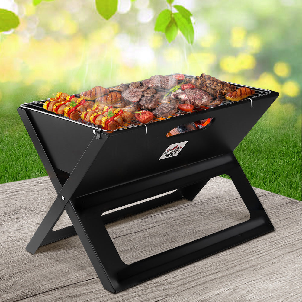 Grillz Portable Charcoal BBQ Grill 45.5cm x 30cm x 30cm, Foldable, Lightweight