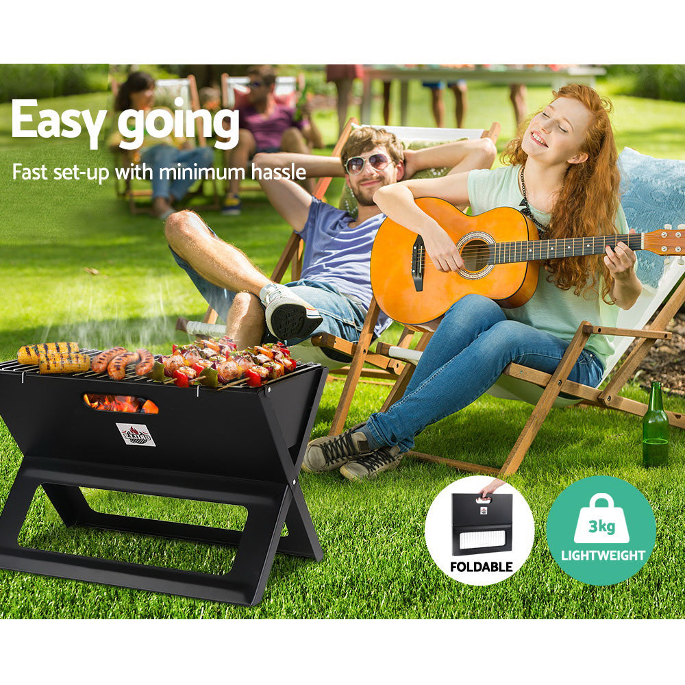 Grillz Portable Charcoal BBQ Grill 45.5cm x 30cm x 30cm, Foldable, Lightweight