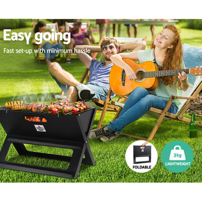Grillz Portable Charcoal BBQ Grill 45.5cm x 30cm x 30cm, Foldable, Lightweight