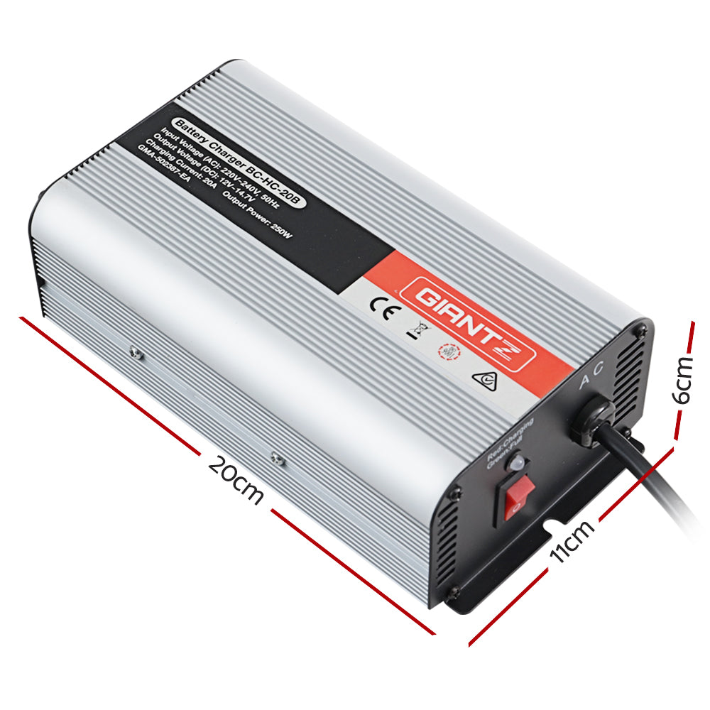 Giantz 20A Battery Charger 12V with Automatic Overcharge Protection, 1.2kg