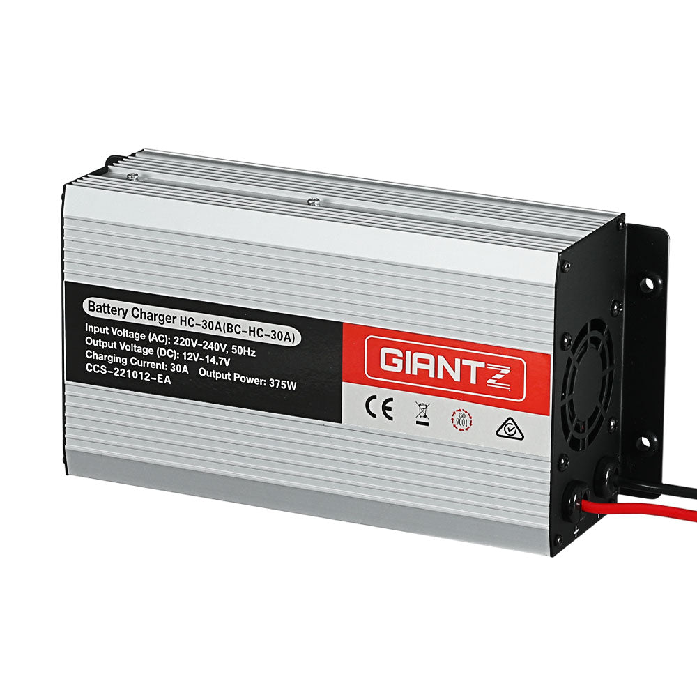 Giantz 30A Battery Charger 12V with Safety Features for Car, Boat, Caravan - SuperSaverAU - view 1