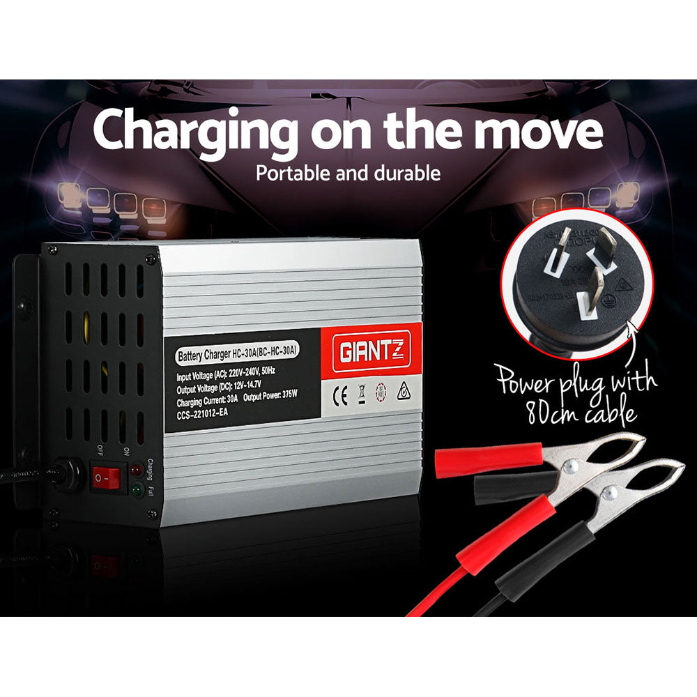 Giantz 30A Battery Charger 12V with Safety Features for Car, Boat, Caravan - SuperSaverAU - view 6
