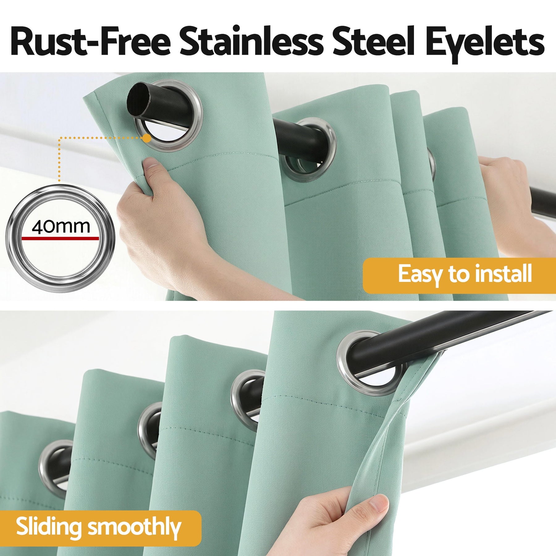 Artiss Blockout Eyelet Curtains – Green 132 x 213cm 2 Panels, Thermal Insulated