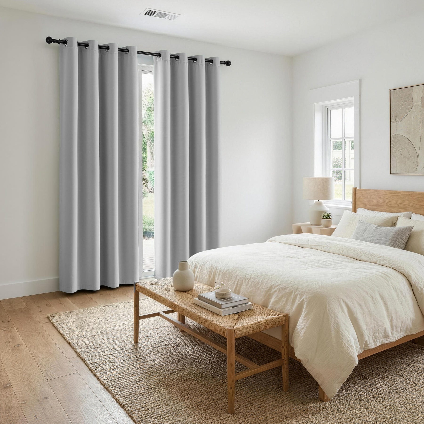 Artiss Blockout Eyelet Curtains – Grey 132 x 213cm 2 Panels, Thermal Insulated