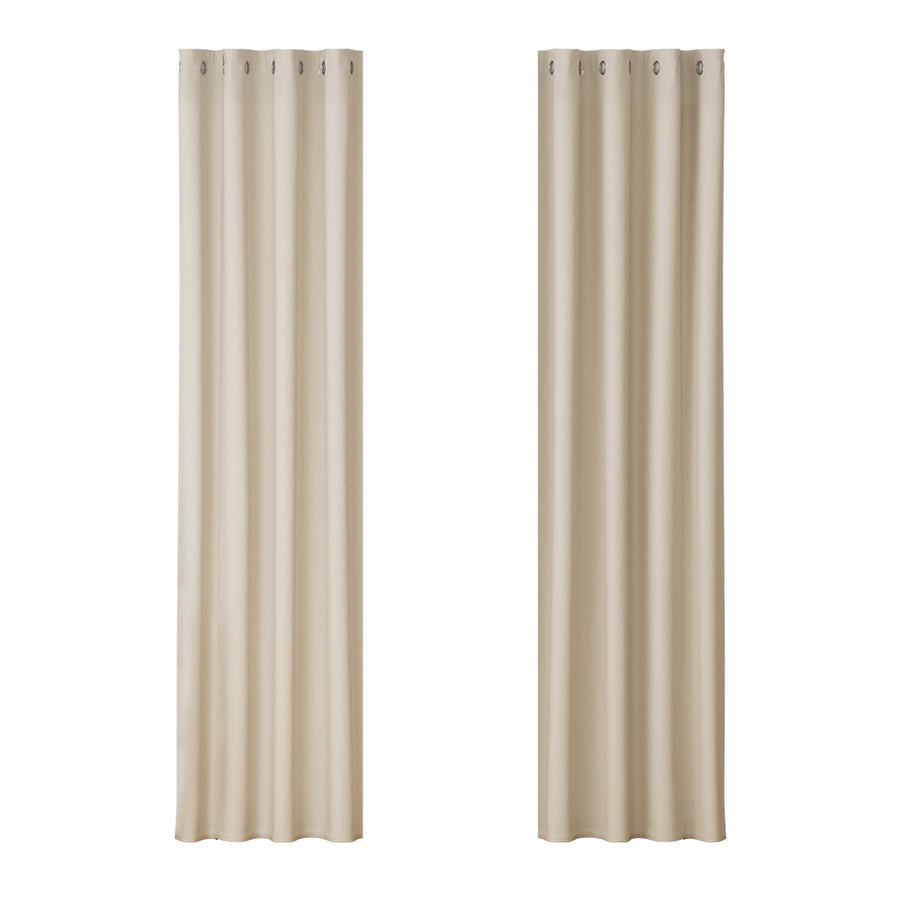 Artiss Blockout Curtains Eyelet 140x230cm Beige, Thermal Insulation, Noise Reduction - SuperSaverAU - view 1