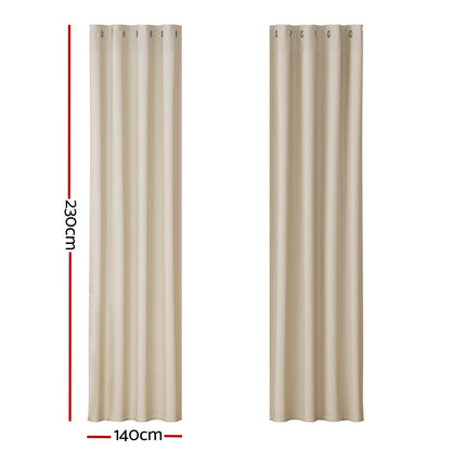 Artiss Blockout Curtains Eyelet 140x230cm Beige, Thermal Insulation, Noise Reduction