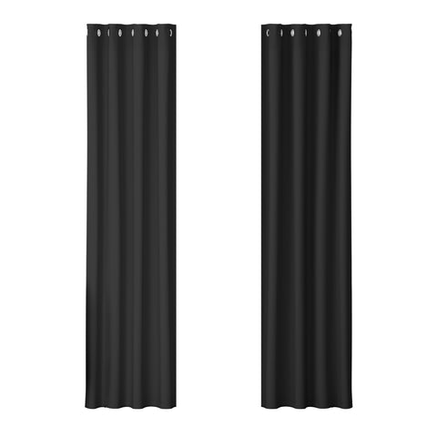 Artiss Blockout Curtains Eyelet 140x230cm Black, Thermal Insulation, Noise Reduction - SuperSaverAU - view 1