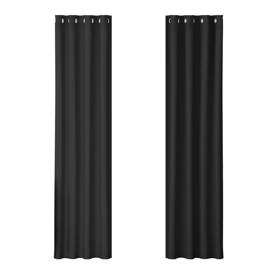 Artiss Blockout Curtains Eyelet 140x230cm Black, Thermal Insulation, Noise Reduction - SuperSaverAU - view 1