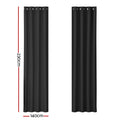 Artiss Blockout Curtains Eyelet 140x230cm Black, Thermal Insulation, Noise Reduction - SuperSaverAU - view 2
