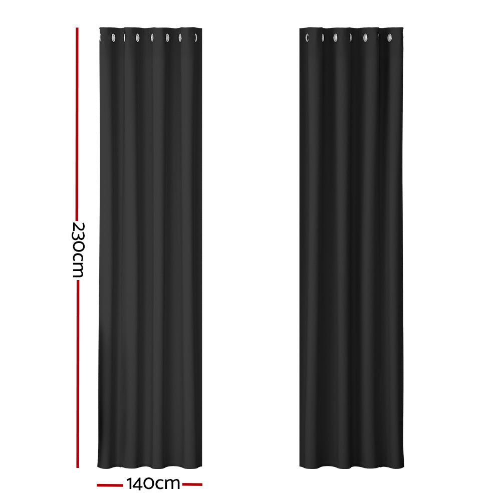 Artiss Blockout Curtains Eyelet 140x230cm Black, Thermal Insulation, Noise Reduction - SuperSaverAU - view 2