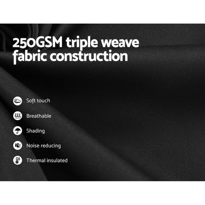 Artiss Blockout Curtains Eyelet 140x230cm Black, Thermal Insulation, Noise Reduction