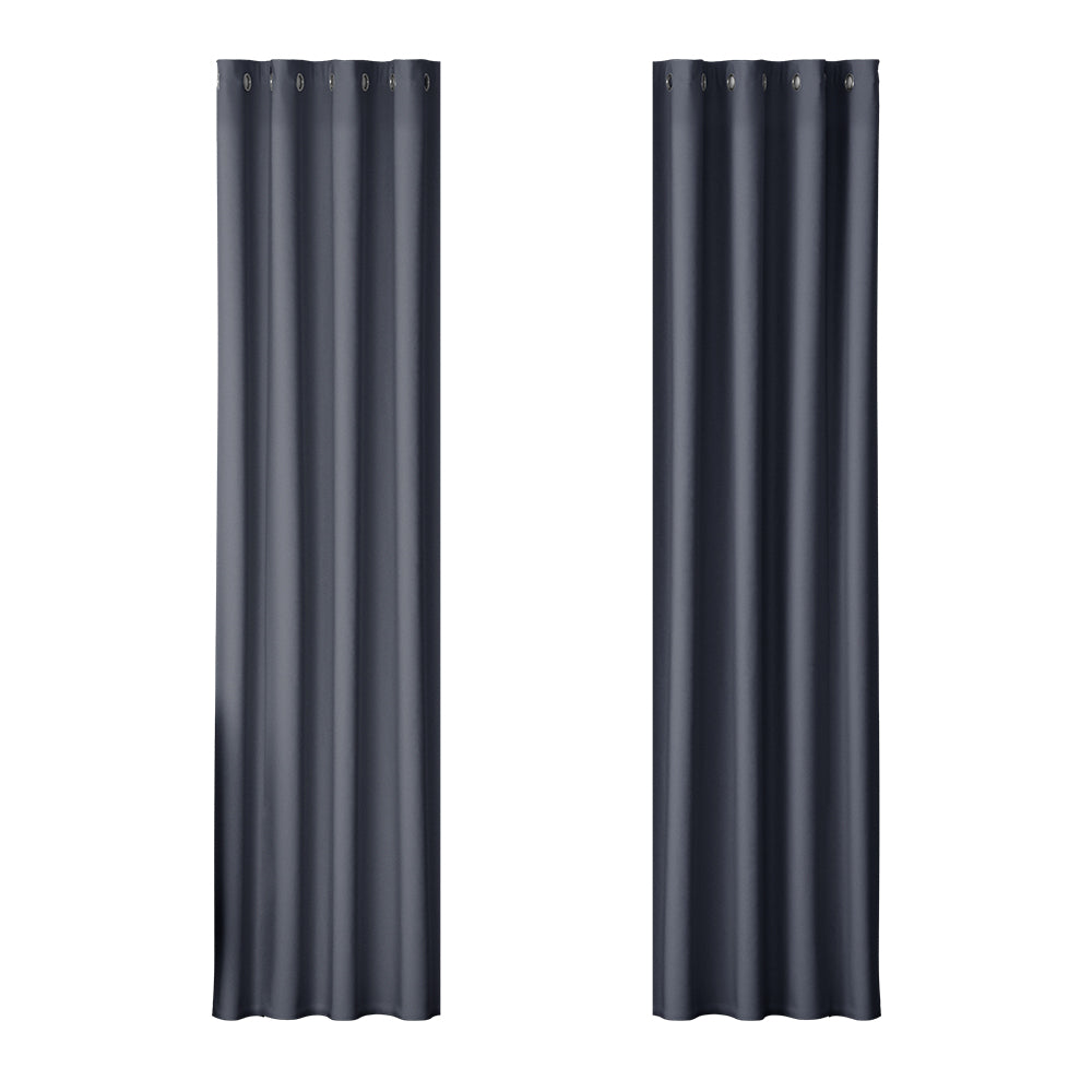 Artiss Blockout Curtains Eyelet 140x230cm Charcoal, Thermal Insulation, Noise Reduction - SuperSaverAU - view 1