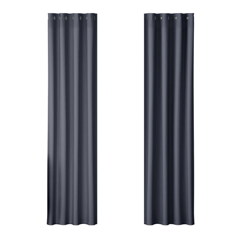 Artiss Blockout Curtains Eyelet 140x230cm Charcoal, Thermal Insulation, Noise Reduction - SuperSaverAU - view 1