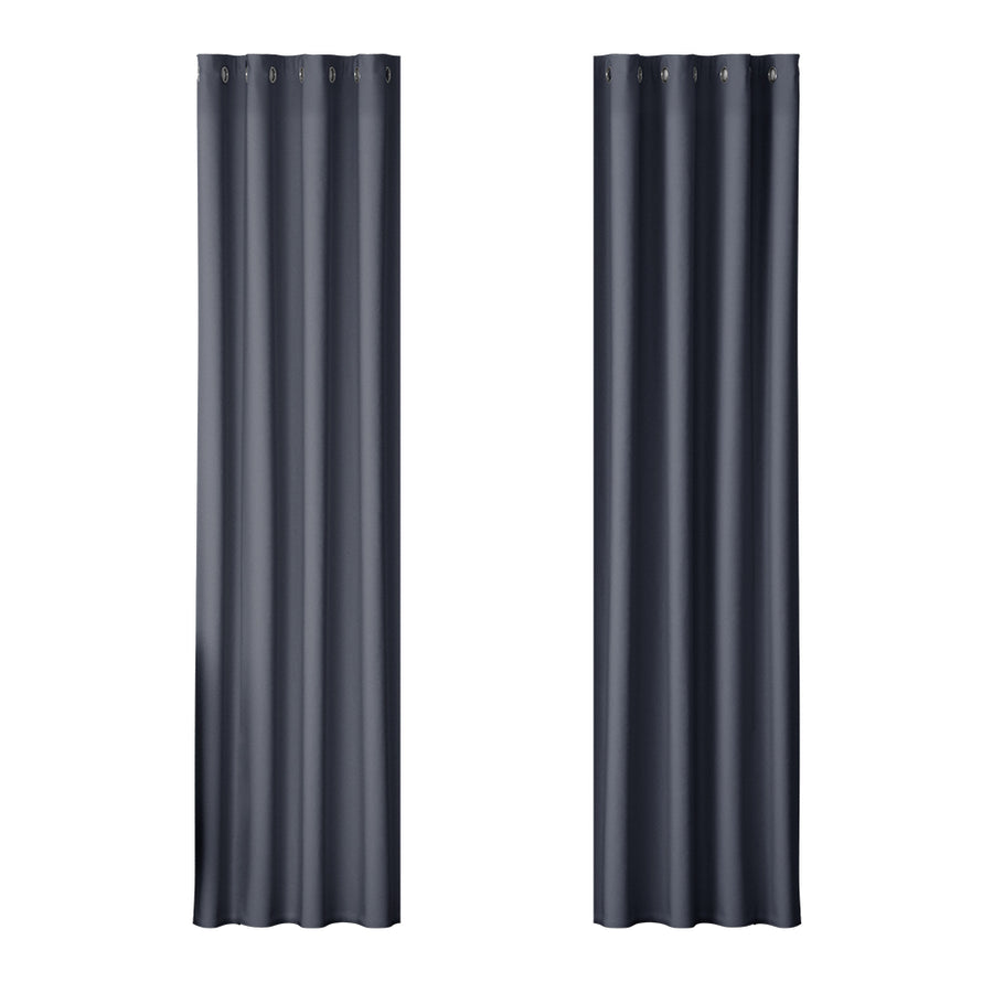 Artiss Blockout Curtains Eyelet 140x230cm Charcoal, Thermal Insulation, Noise Reduction - SuperSaverAU - view 1