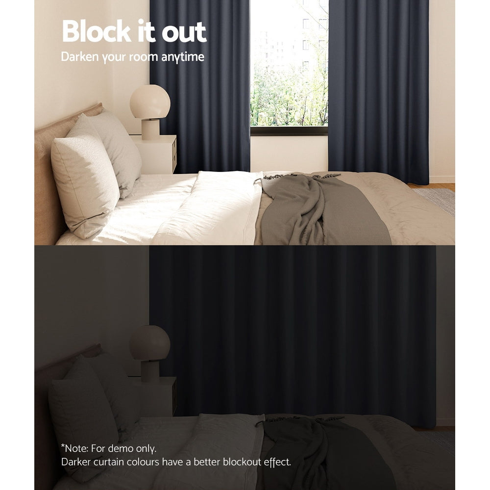 Artiss Blockout Curtains Eyelet 140x230cm Charcoal, Thermal Insulation, Noise Reduction - SuperSaverAU - view 3