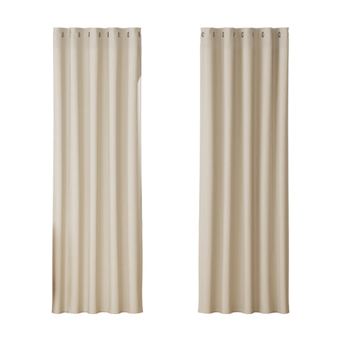 Artiss Blockout Curtains Eyelet 180x213cm Beige, Thermal Insulation, Noise Reduction - SuperSaverAU - view 1