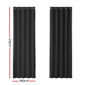 Artiss Blockout Curtains Eyelet 180x213cm Black, Thermal Insulation, Noise Reduction - SuperSaverAU - view 2
