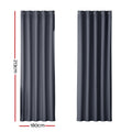 Artiss Blockout Curtains Eyelet 180x213cm Charcoal, Thermal Insulation, Noise Reduction - SuperSaverAU - view 2