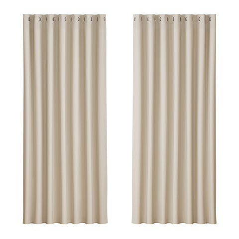 Artiss Blockout Curtains Eyelet 240x230cm Beige, Thermal Insulation, Noise Reduction - SuperSaverAU - view 1