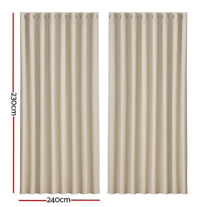 Artiss Blockout Curtains Eyelet 240x230cm Beige, Thermal Insulation, Noise Reduction