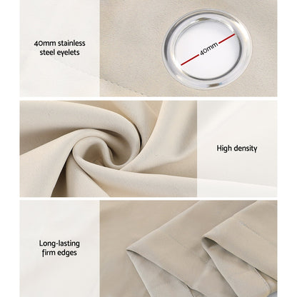 Artiss Blockout Curtains Eyelet 240x230cm Beige, Thermal Insulation, Noise Reduction