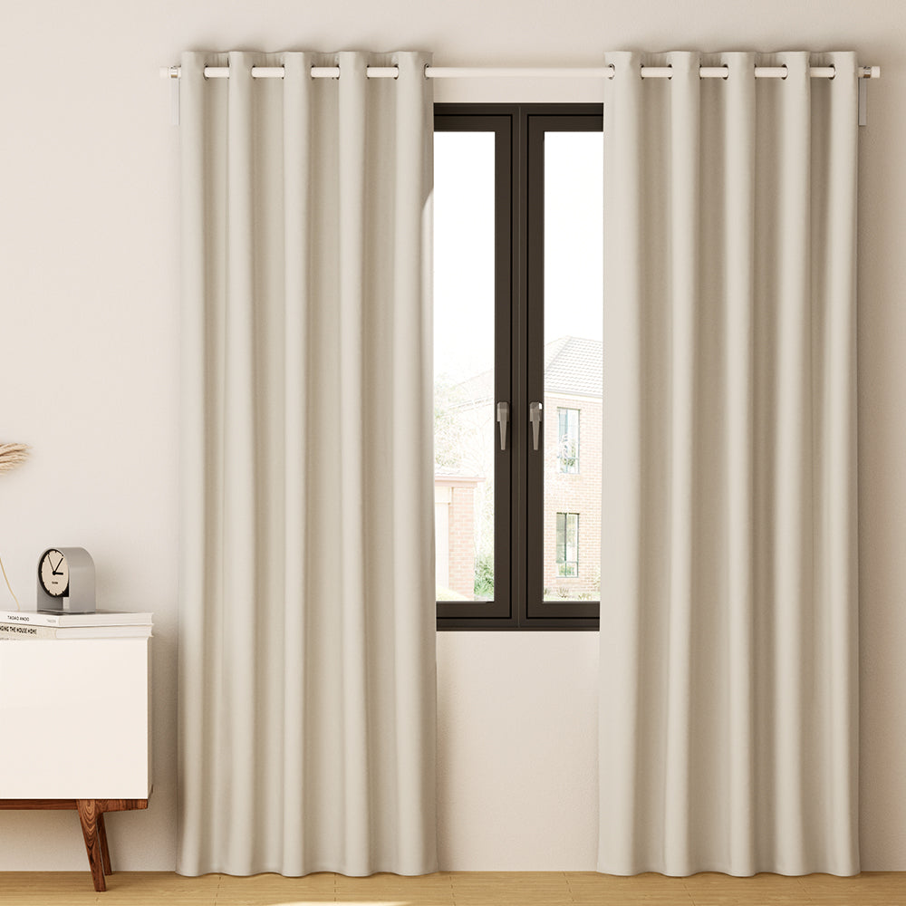 Artiss Blockout Curtains Eyelet 240x230cm Beige, Thermal Insulation, Noise Reduction - SuperSaverAU - view 8