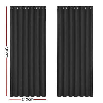 Artiss Blockout Curtains Eyelet 240x230cm Black, Thermal Insulation, Noise Reduction