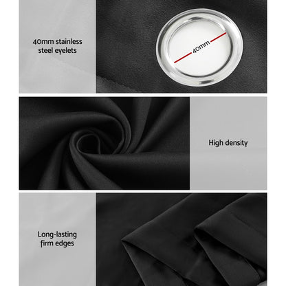 Artiss Blockout Curtains Eyelet 240x230cm Black, Thermal Insulation, Noise Reduction