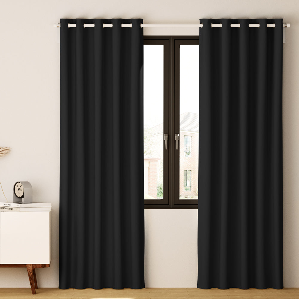 Artiss Blockout Curtains Eyelet 240x230cm Black, Thermal Insulation, Noise Reduction