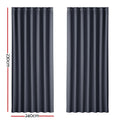 Artiss Blockout Curtains Eyelet 240x230cm Charcoal - Thermal Insulation, Noise Reduction - SuperSaverAU - view 2