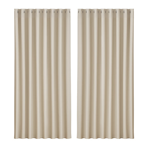 Artiss Blockout Curtains Eyelet 300x230cm Beige - Thermal Insulation, Noise Reduction - SuperSaverAU - view 1