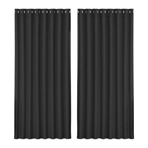 Artiss Blockout Curtains Eyelet 300x230cm Black - Thermal Insulation, Noise Reduction - SuperSaverAU - view 1