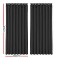 Artiss Blockout Curtains Eyelet 300x230cm Black - Thermal Insulation, Noise Reduction - SuperSaverAU - view 2