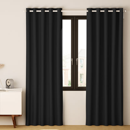 Artiss Blockout Curtains Eyelet 300x230cm Black - Thermal Insulation, Noise Reduction