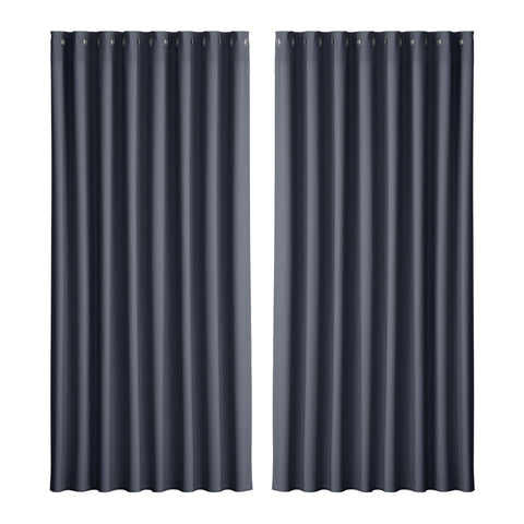 Artiss Blockout Curtains Eyelet 300x230cm Charcoal, Thermal Insulation, Noise Reduction - SuperSaverAU - view 1