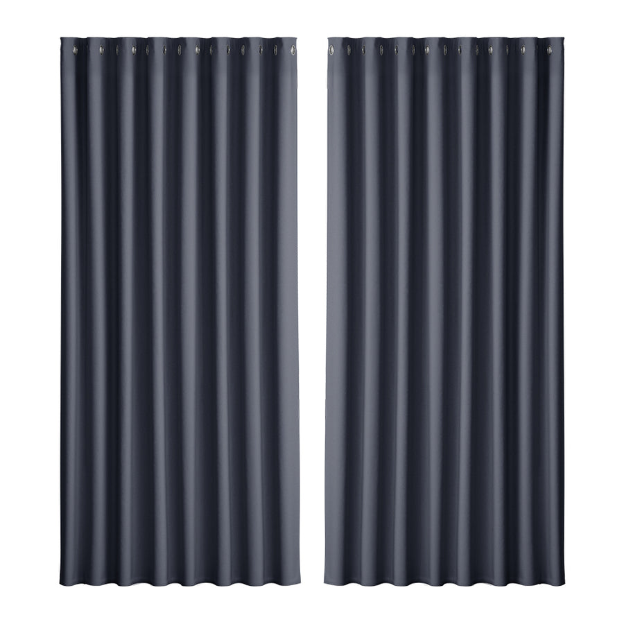 Artiss Blockout Curtains Eyelet 300x230cm Charcoal, Thermal Insulation, Noise Reduction - SuperSaverAU - view 1