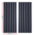 Artiss Blockout Curtains Eyelet 300x230cm Charcoal, Thermal Insulation, Noise Reduction - SuperSaverAU - view 2