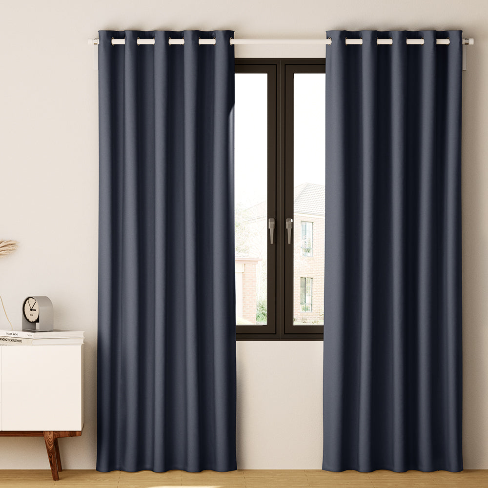 Artiss Blockout Curtains Eyelet 300x230cm Charcoal, Thermal Insulation, Noise Reduction - SuperSaverAU - view 8
