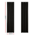 Artiss Blockout Curtains Eyelet 140x230cm Black Shine - Thermal Insulation, Noise Reduction - SuperSaverAU - view 1