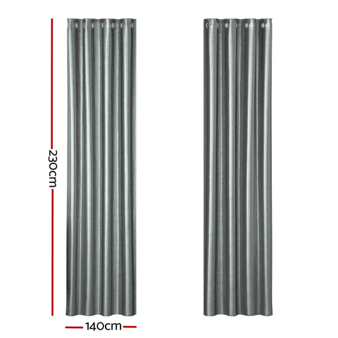Artiss Blockout Curtains Eyelet 140x230cm Grey Shine, Thermal Insulation, Noise Reduction - SuperSaverAU - view 2