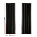 Artiss Blockout Curtains Eyelet 180x213cm Black Shine, Thermal Insulation, Noise Reduction - SuperSaverAU - view 2