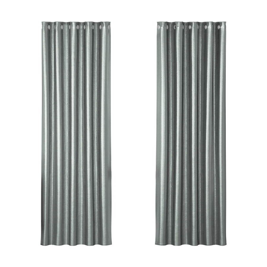 Artiss Blockout Curtains Eyelet 180x213cm Grey Shine, Thermal Insulation, Noise Reduction - SuperSaverAU - view 1