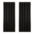 Artiss Blockout Curtains Eyelet 240x230cm Black Shine - Thermal Insulation, Noise Reduction - SuperSaverAU - view 1