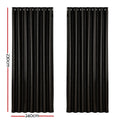 Artiss Blockout Curtains Eyelet 240x230cm Black Shine - Thermal Insulation, Noise Reduction - SuperSaverAU - view 2