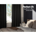 Artiss Blockout Curtains Eyelet 240x230cm Black Shine - Thermal Insulation, Noise Reduction - SuperSaverAU - view 3