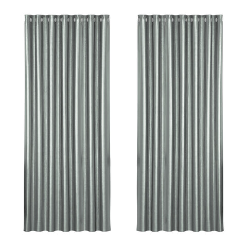 Artiss Blockout Curtains Eyelet 240x230cm Grey Shine, Thermal Insulation, Noise Reduction - SuperSaverAU - view 1